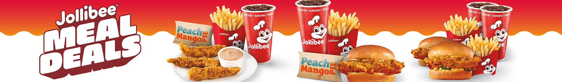 Jollibee Meal Deals on an orange and white background